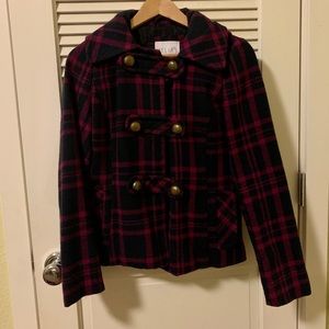 Delia*s plaid wool blend coat with good